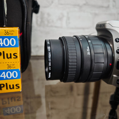 Minolta Dynax 505si Super mit Sigma 28–70mm & 70–210mm APO + 4 Filme Analogkamera Set SLR