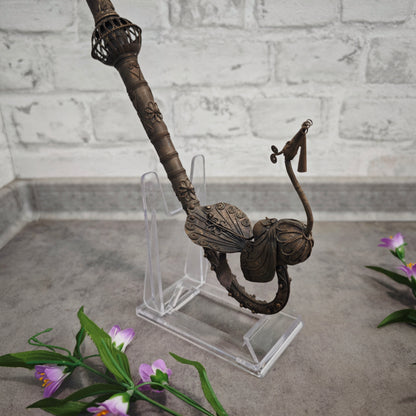 Antike Ritualpfeife aus Messing 65 cm Handarbeit mit Pfau und Ornamenten Nomaden Sammler Pfeife Deko