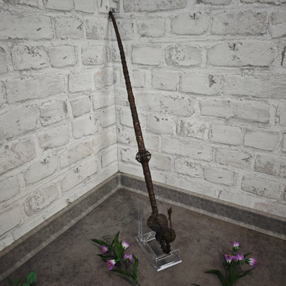Antike Ritualpfeife aus Messing 65 cm Handarbeit mit Pfau und Ornamenten Nomaden Sammler Pfeife Deko