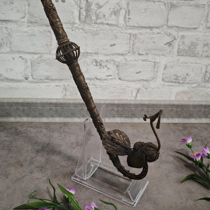 Antike Ritualpfeife aus Messing 65 cm Handarbeit mit Pfau und Ornamenten Nomaden Sammler Pfeife Deko