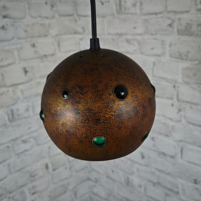 Nanny Still McKinney RAAK Kupfer Pendelleuchte mit grünem Glas Ø18 cm Vintage 1960er