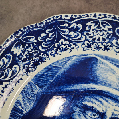 Boch Frères Wandteller Set blau-weiß Delft Bauernmotiv & Pfeifenraucher 35 cm Porzellan