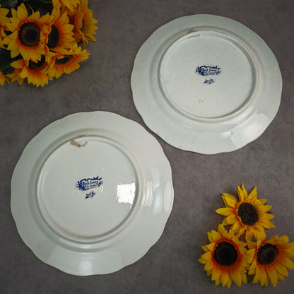 Boch Frères Wandteller Set blau-weiß Delft Bauernmotiv & Pfeifenraucher 35 cm Porzellan