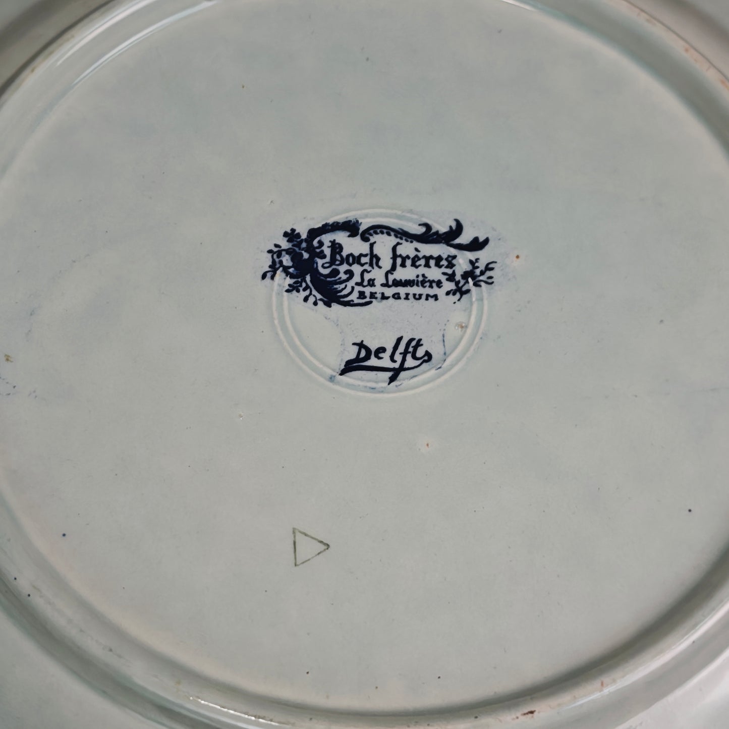 Boch Frères Wandteller Set blau-weiß Delft Bauernmotiv & Pfeifenraucher 35 cm Porzellan