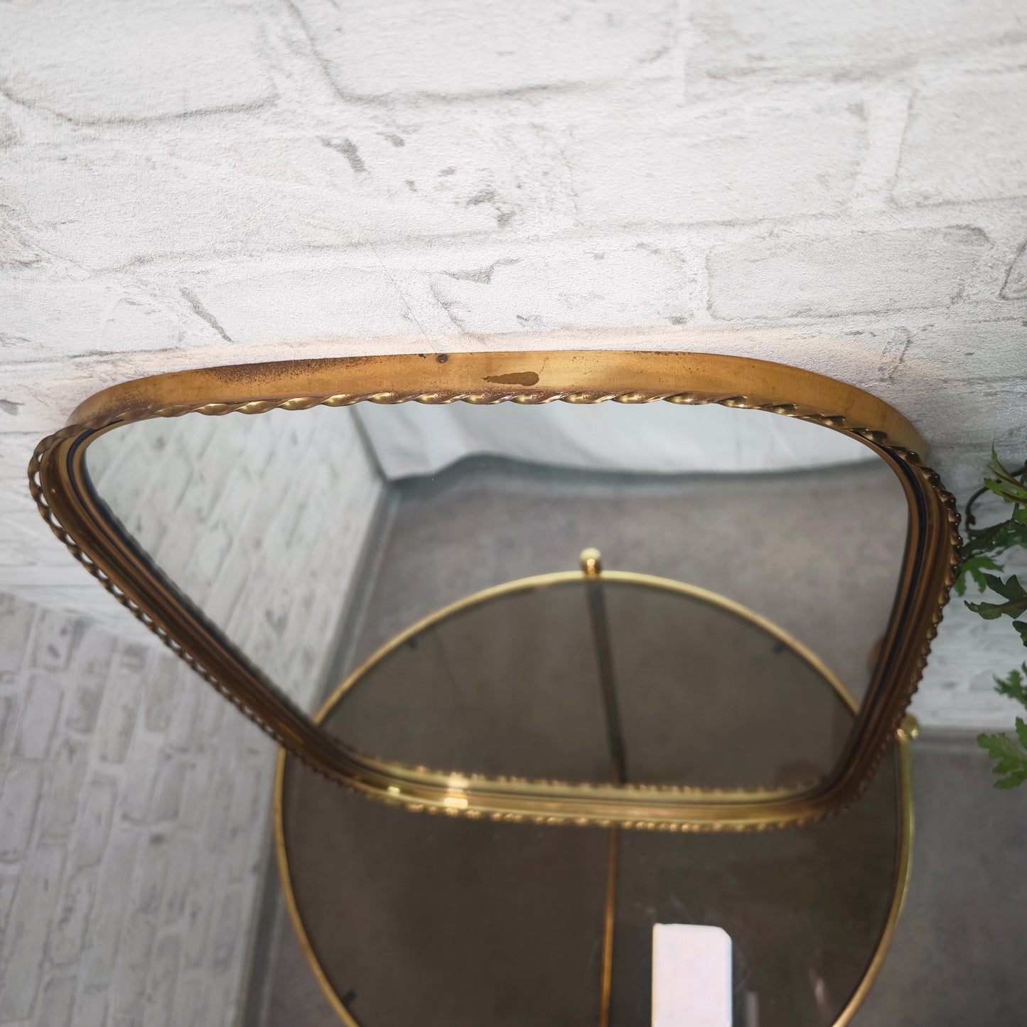 Spiegel mit Messingrahmen goldfarben Mid Century Hollywood Regency hochkant oder quer aufhängbar