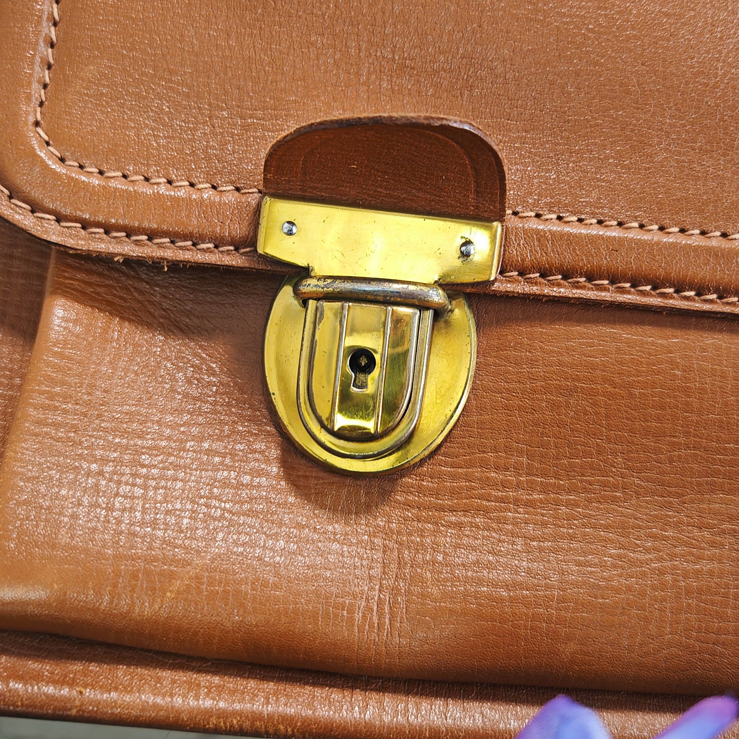 Ledertasche Aktentasche braun Lehrertasche aus Leder mit Messingverschlüssen, Lehrertasche mit drei Innenfächern