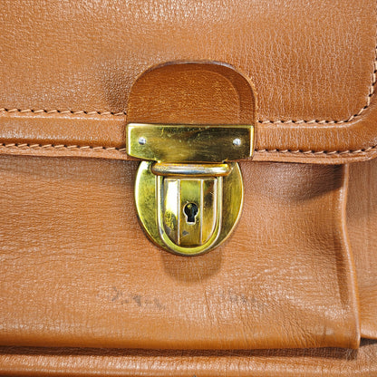 Ledertasche Aktentasche braun Lehrertasche aus Leder mit Messingverschlüssen, Lehrertasche mit drei Innenfächern