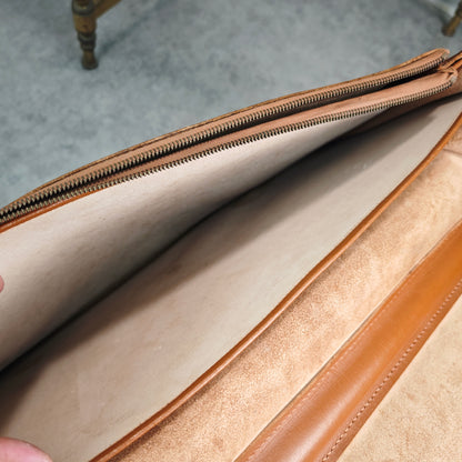 Ledertasche Aktentasche braun Lehrertasche aus Leder mit Messingverschlüssen, Lehrertasche mit drei Innenfächern