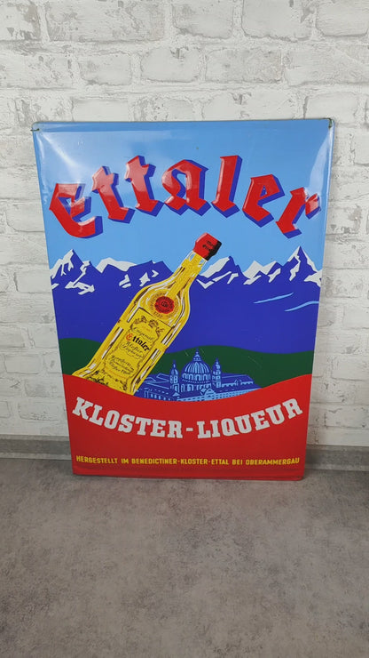 Blechschild Ettaler Kloster Liqueur Reklameschild Werbeschild Plakat Industrie Berlin Schild Werbetafel retro Kult Barschild Schnaps vintage