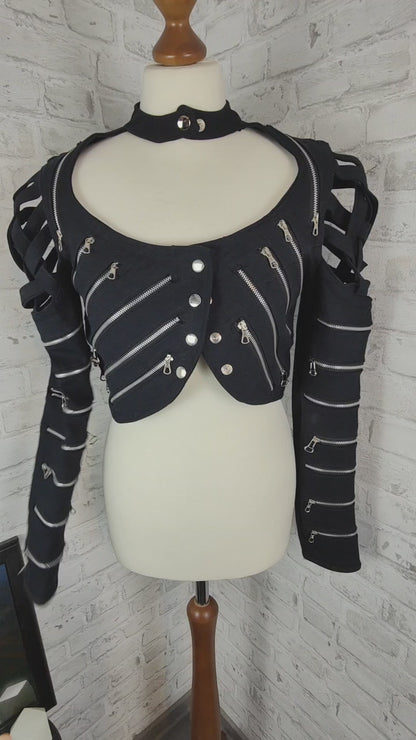 Tanja Bedekovic Designs Unzipped Jacke Reißverschlüsse schwarz stagewear Steampunk Gothic Damen High Fashion Rockstar Couture Jeans Blazer