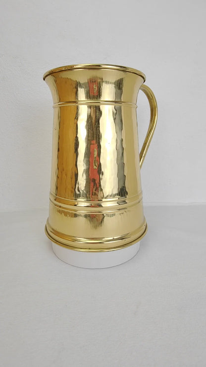 Messing Kanne Vase goldfarben massiv Krug Henkel 22 cm Tasse Humpen Pflanzgefäß Regency goldfarben Henkelvase Nostalgie cottage Weihnachten