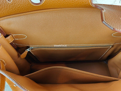 Hermès Birkin Bag 35 cognac Palladium Togo Leder Handtasche Schloß Schlüssel