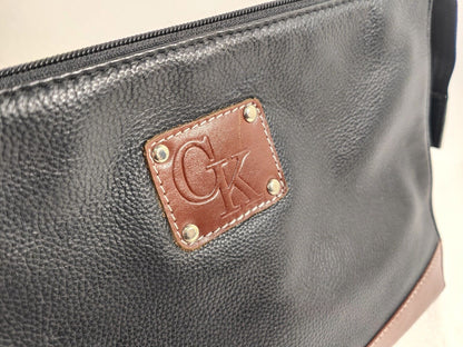 Calvin Klein Kulturbeutel Tasche Leder Kulturtasche schwarz braun Echtleder Reißverschluss Zipper Männer Herren Geschenk