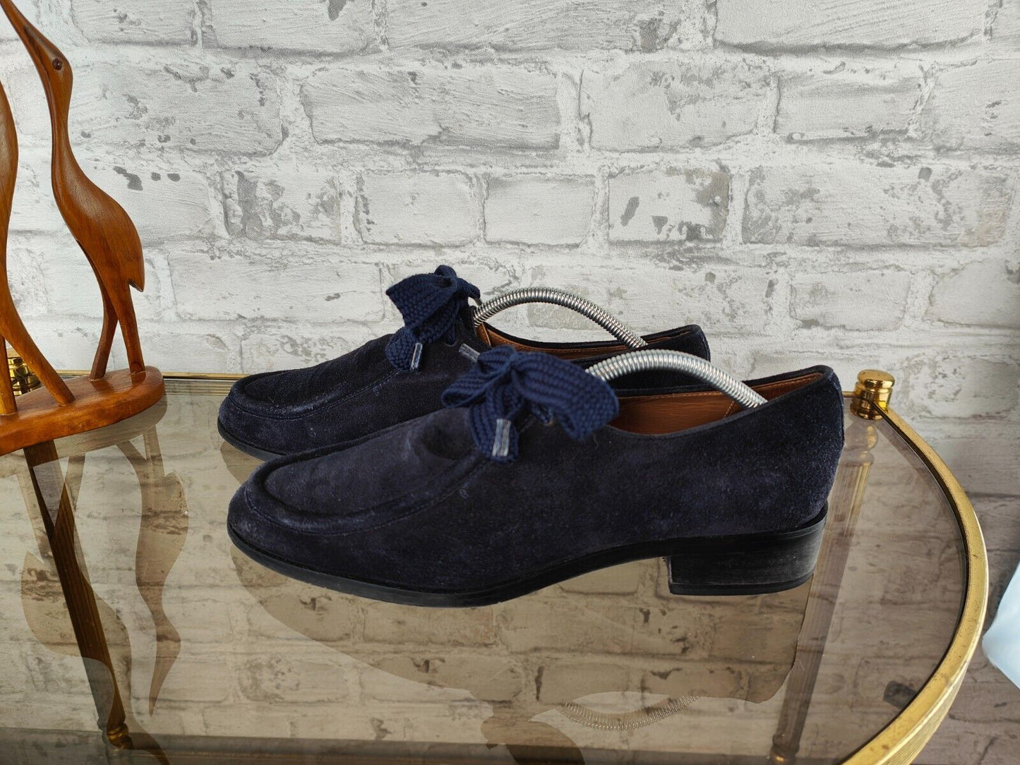 Evaluna Halbschuhe Gr. 39,5 nachtblau marine blau Velourleder 1820 Damen Schnürer Schnürschuhe matt Schuhe