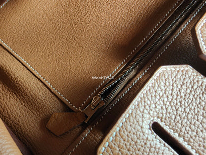 Hermès Birkin Bag 35 cognac Palladium Togo Leder Handtasche Schloß Schlüssel