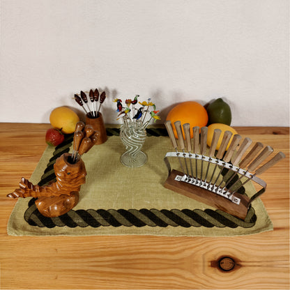 Cocktailspieße Sets Holz Motiv Wikinger Fisch Bowlespieße Olivenspieße Partyspieße Partygabeln Obst Käsegabel Midcentury Halter Partypicker