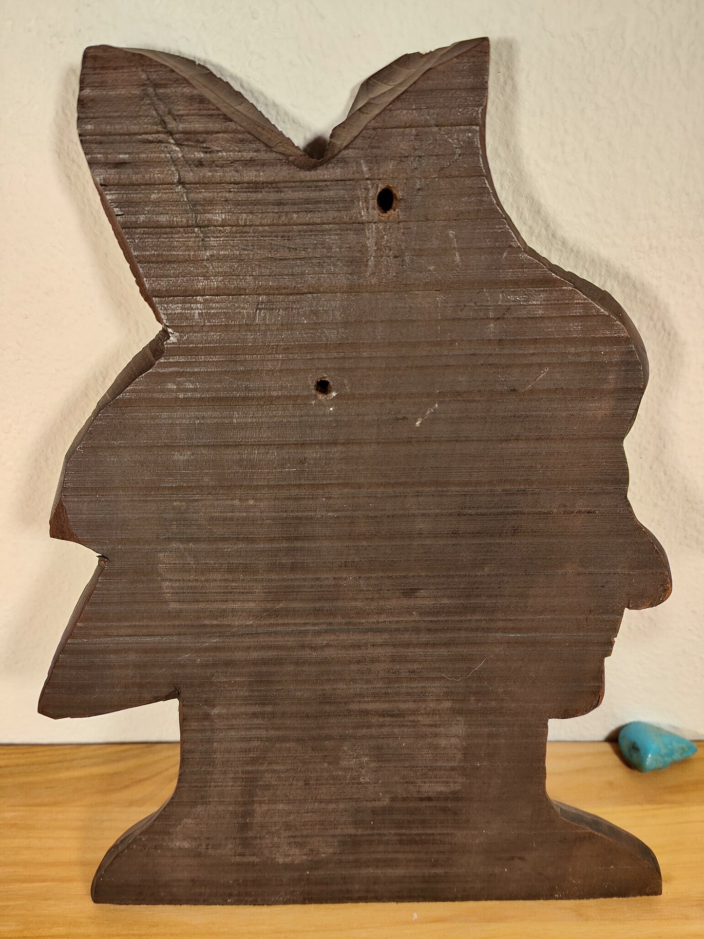 Wandrelief Holz geschnitzt Indianer Büste Häuptling Profil Wand Deko American Native Tribe Headdress Federn Kopfschmuck Handarbeit Wandmaske