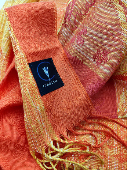 Pashmina gelb orange rot Wendeschal orient Schal Foulard Schaltuch Halstuch Umschlagtuch Schultertuch Kopftuch Seidentuch Pareo Furoshiki