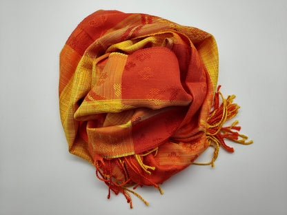 Pashmina gelb orange rot Wendeschal orient Schal Foulard Schaltuch Halstuch Umschlagtuch Schultertuch Kopftuch Seidentuch Pareo Furoshiki