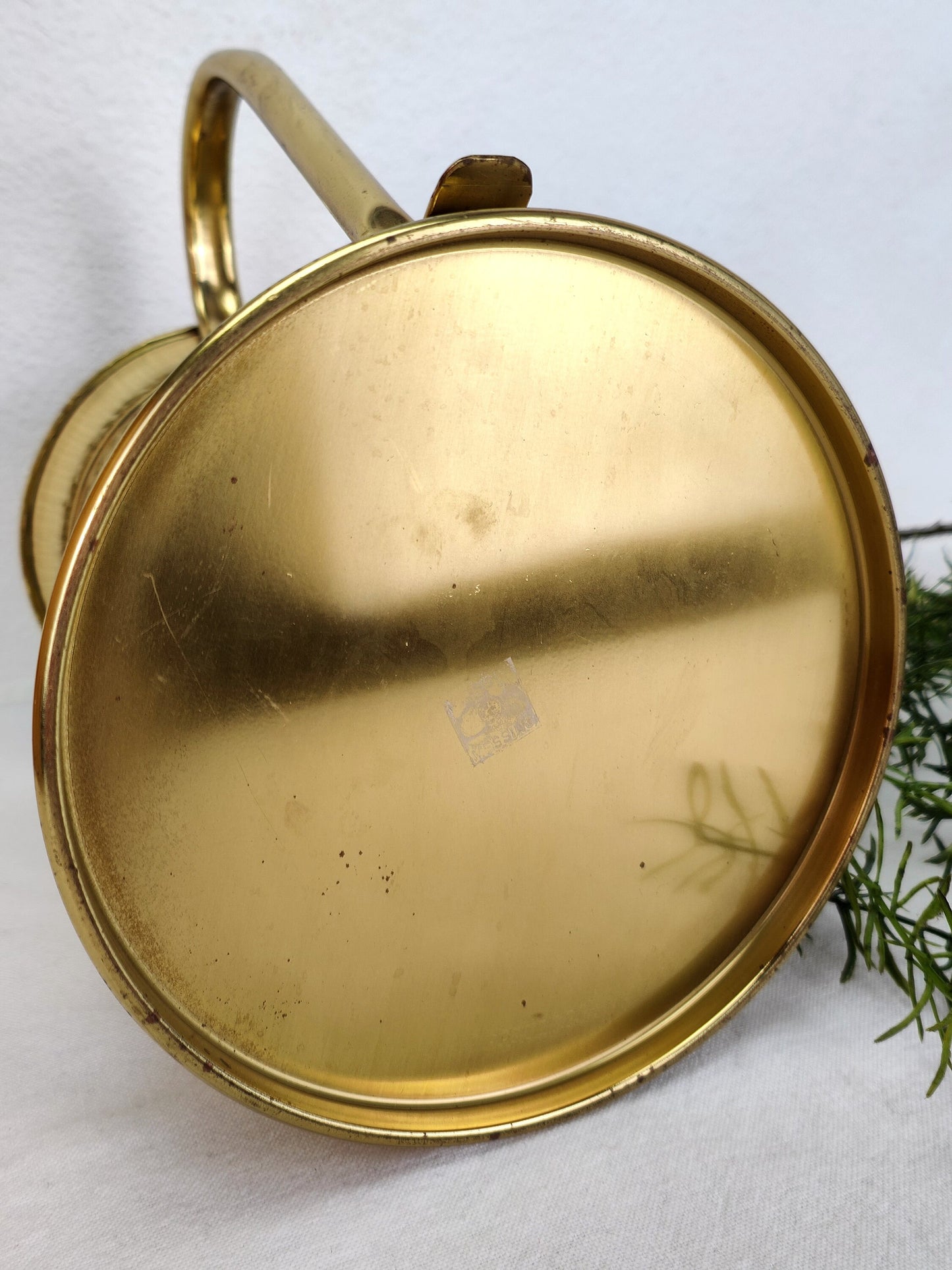 Messing Kanne Vase goldfarben massiv Krug Henkel 22 cm Tasse Humpen Pflanzgefäß Regency goldfarben Henkelvase Nostalgie cottage Weihnachten