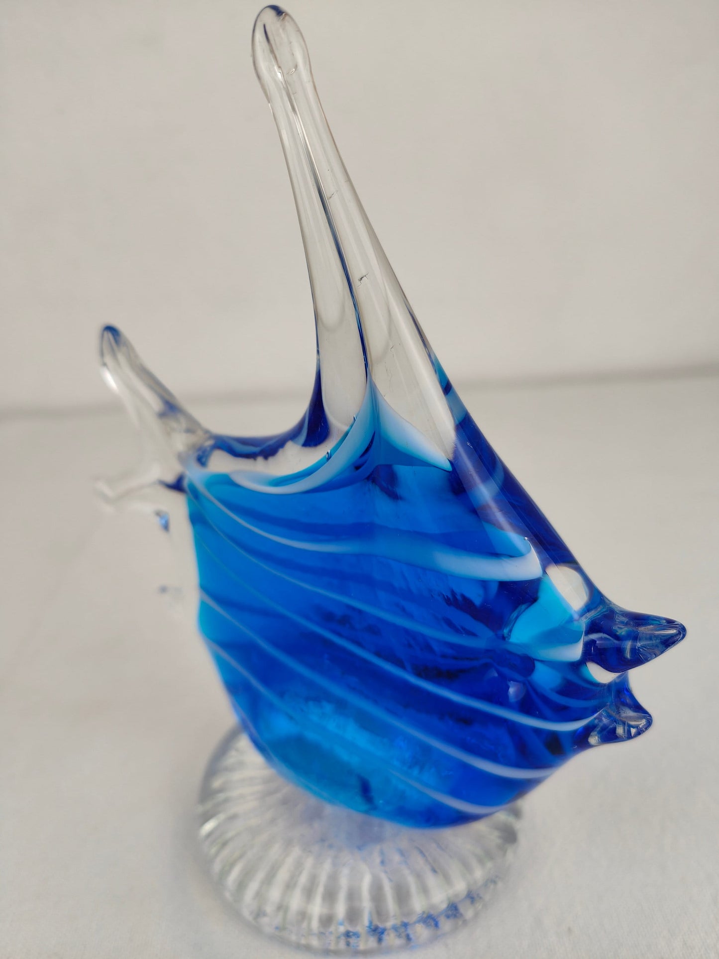 Glasfigur Fisch blau Handarbeit Paperweight Deko vintage Skulptur Geschenk Kunst Murano Glasfisch Tierfigur Meer Ozean Glasdekor Mondfisch