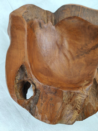 Holzschale mit Astloch Wurzelholz Unikat massiv schwer einmalig Schale Obstschale Maserung Holz Schlüsselablage rustikal Handschmeichler