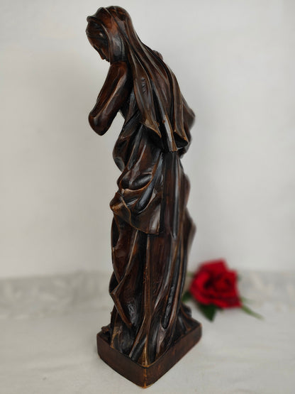 3x Wachsfiguren Set Madonna mit Jesuskind Engel Wandkonsole Marienfigur Sockel Figur Schnitzerei christlich religiöse Kunst Skulptur Putte Maria Jesus Andacht Gebet Schrein Hausaltar